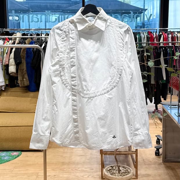 비비안 웨스트우드 맨 화이트 에이시멋리 orb 셔츠 