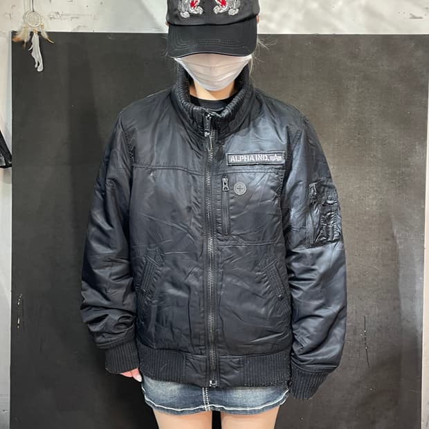 알파인더스트리 로고 패치 안감 누빔 ma-1 마원 항공잠바 M