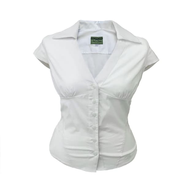 [2] 플리즈노팔로우 Chloe V Shirt Top White