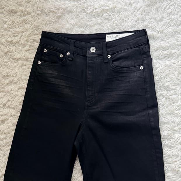 랙앤본 rag & bone 코티드 블랙 시가렛 데님 팬츠