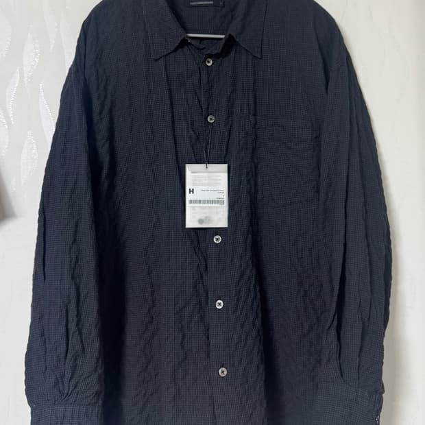 해칭룸 Classic Over Dyed 핀 체크 셔츠 차콜