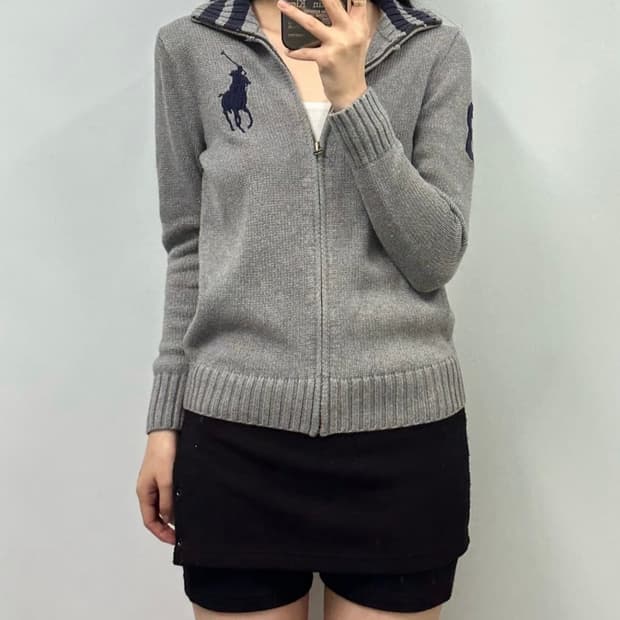 폴로 랄프로렌 빅포니 그레이 가디건 니트 집업 