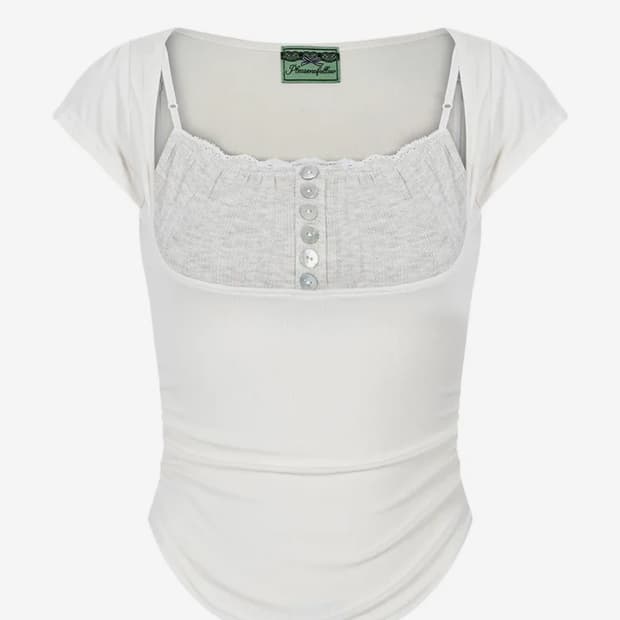 플리즈노팔로우 Katie Button Baby Top (Cream)