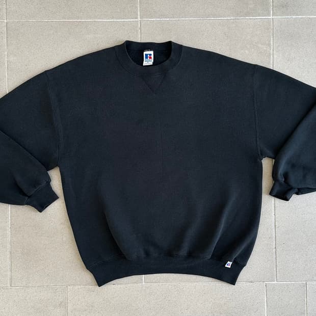90s 빈티지 러셀 스웻셔츠 블랙 XL USA