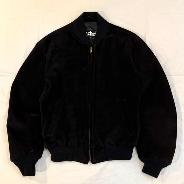 80s 쇼트 오리지널 USA 스웨이드 블루종 봄버자켓