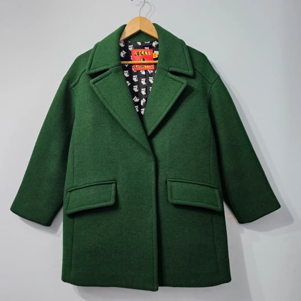 럭키슈에뜨 그린 오버핏 울 코트 ~44반
