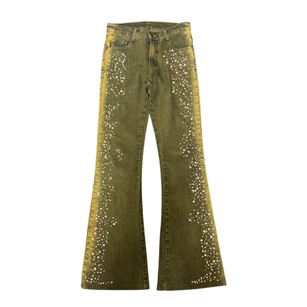 Beads Detail Rust-Washed Bootcut