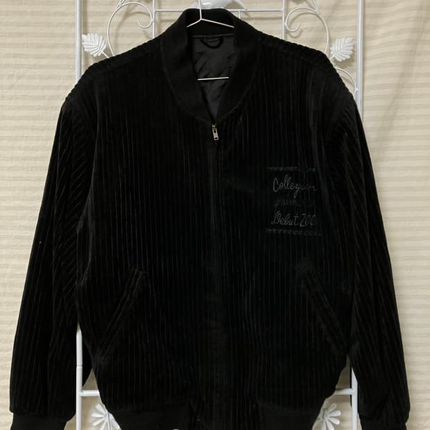 빈티지 블랙 스트라이프 벨벳 점퍼 y2k 스트릿 갸루 펑키 일본빈티지52