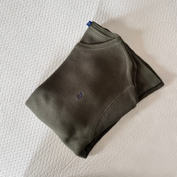 폴로 와플 긴팔 티셔츠 카키