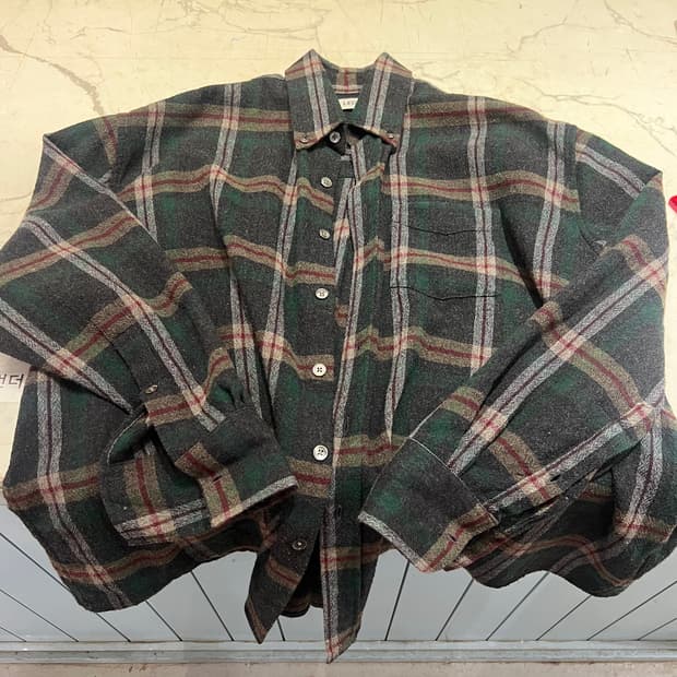 아워레가시 보로우드 BD 셔츠 그린 펍 체크 46