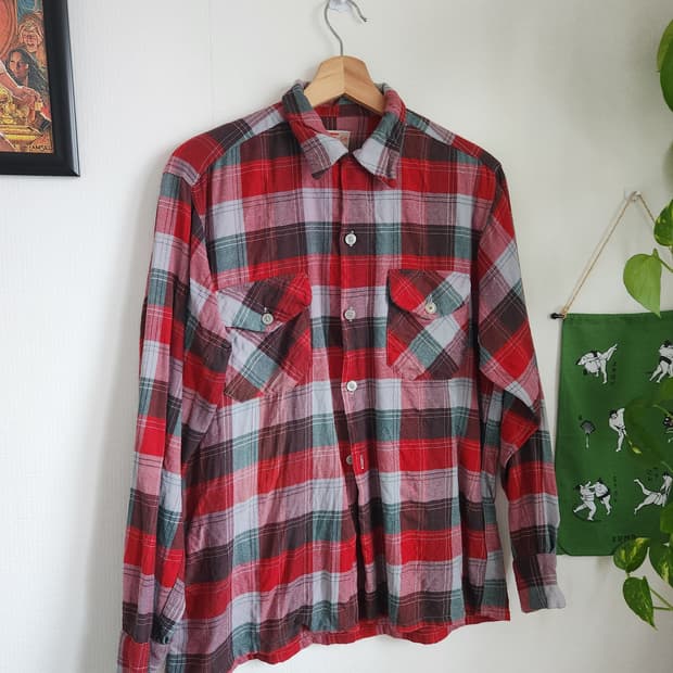 60s 캠프카라 울 셔츠(USAmade)