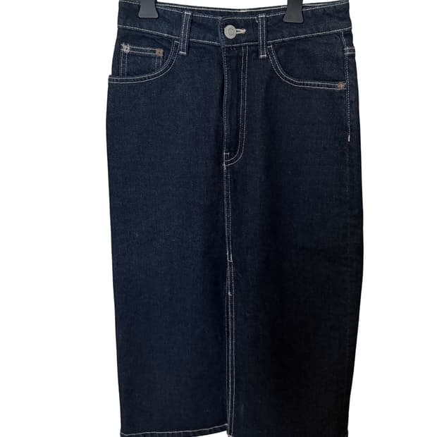 여행룩 휴양지룩)ZARA 앞트임 데님 롱스커트