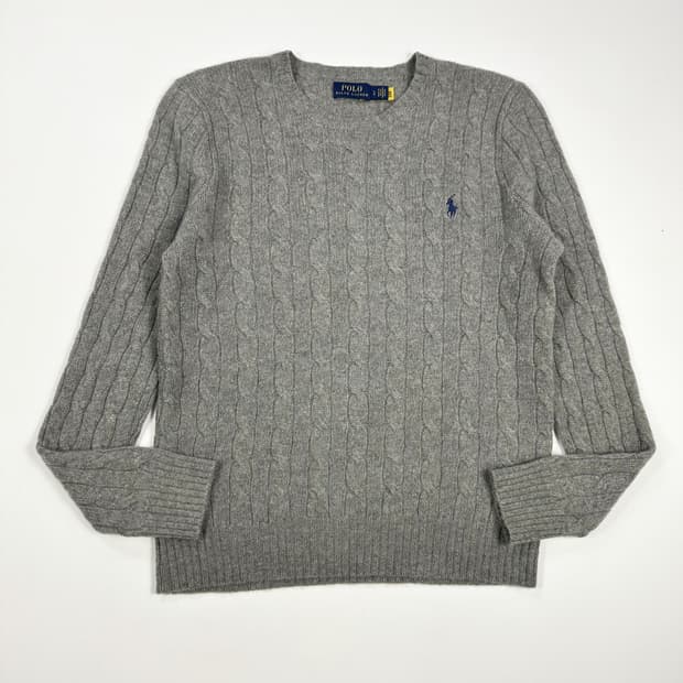 폴로 랄프로렌 클래식 캐시미어 케이블 니트 그레이 여성L