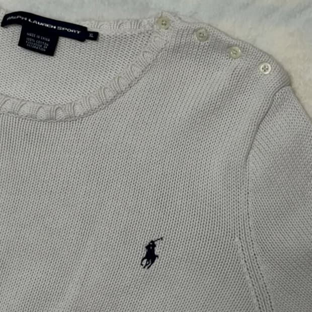 폴로 화이트 빈티지 니트