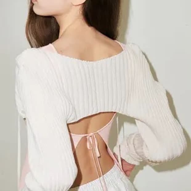 슬로우가먼츠 리본 퍼프 썸머 볼레로