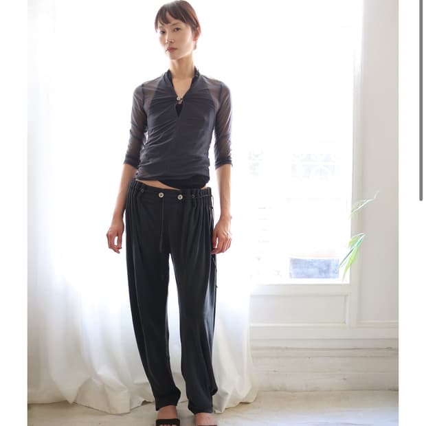 울리카상투스 커튼 조거 팬츠 블랙