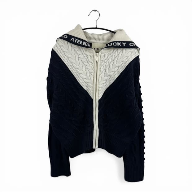 (F) 럭키슈에뜨 ATELIER 케이블 꽈배기 니트 집업