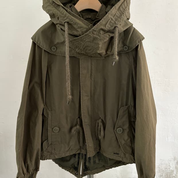 Diesel 디젤 밀리터리 카키 크롭 후드 자켓