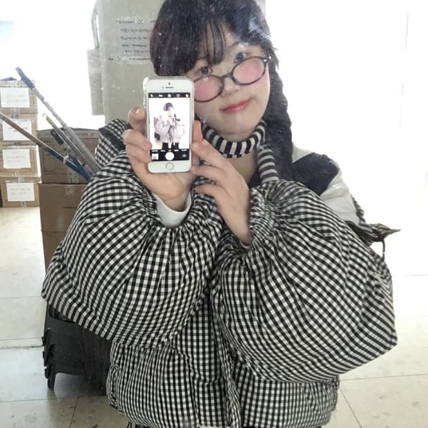 (VIN)빈티지 체크 빵빵 패딩