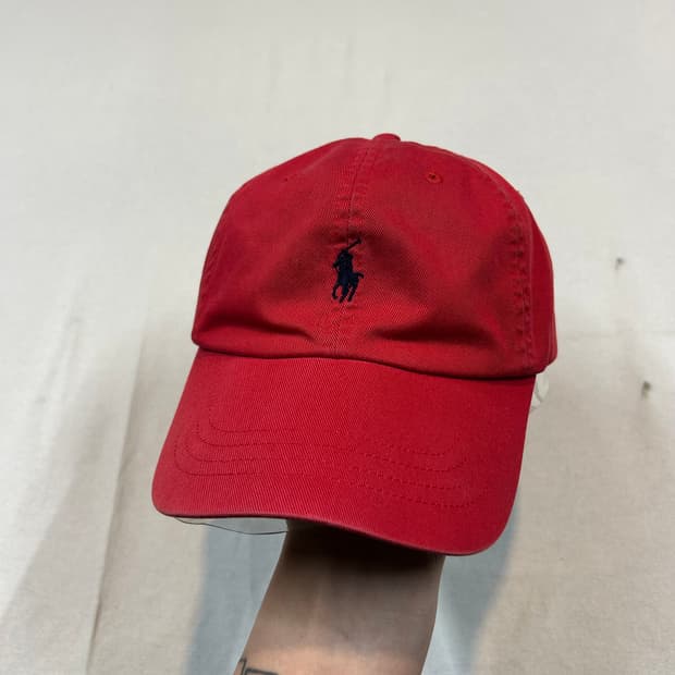 폴로 랄프로렌 레드 볼캡 모자 가죽스트랩 정품