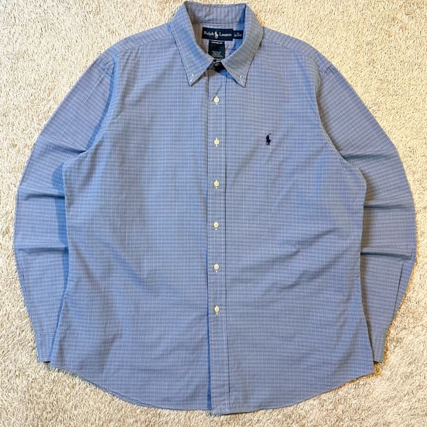 폴로 랄프로렌 신형 커스텀핏 네이비포니 코튼 체크셔츠