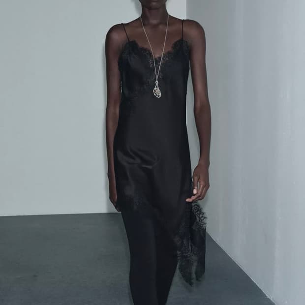 zara 자라 우먼 컬렉션 언밸런스 레이스 슬립 원피스 블랙
