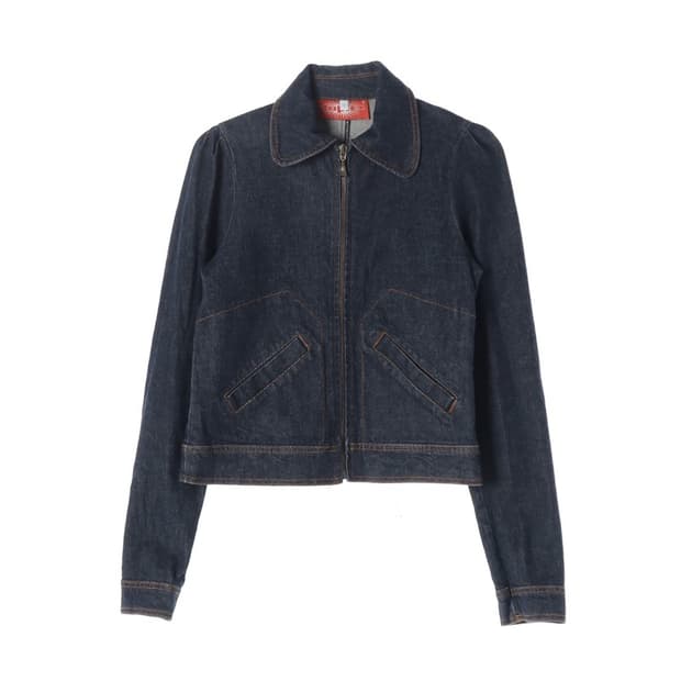 Duplex 퍼프 숄더 스티치 데님 자켓 F