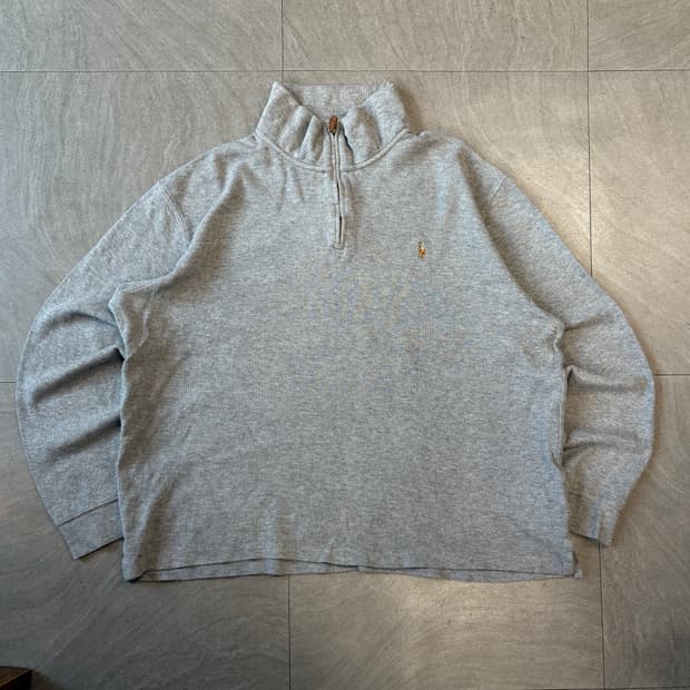 폴로 국내 매장 정품 그레이 이스테이트립 반집업 니트