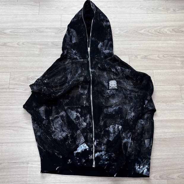 키르티무카 러프 페인팅 패치 그물 풀 후드 집업