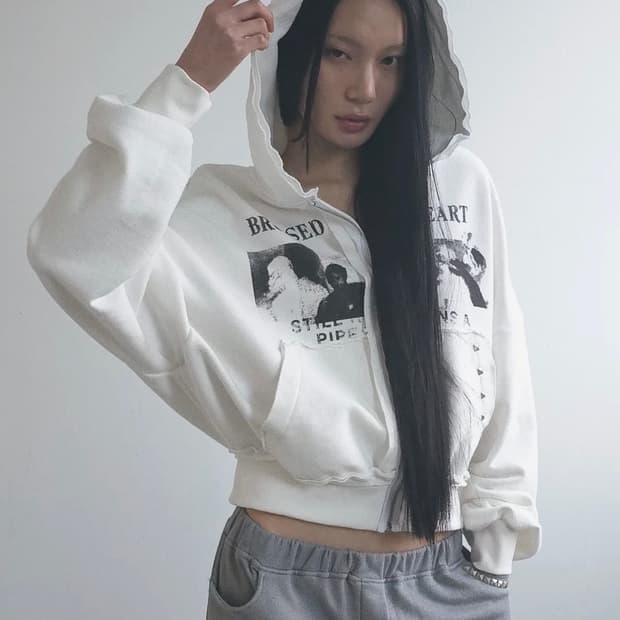 OVERSIZED ZIP-UP HOODIE WHITE