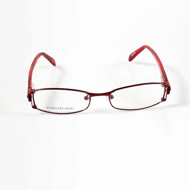 90s TOKIO 루비 레드 메탈 슬림 스퀘어 빈티지 안경