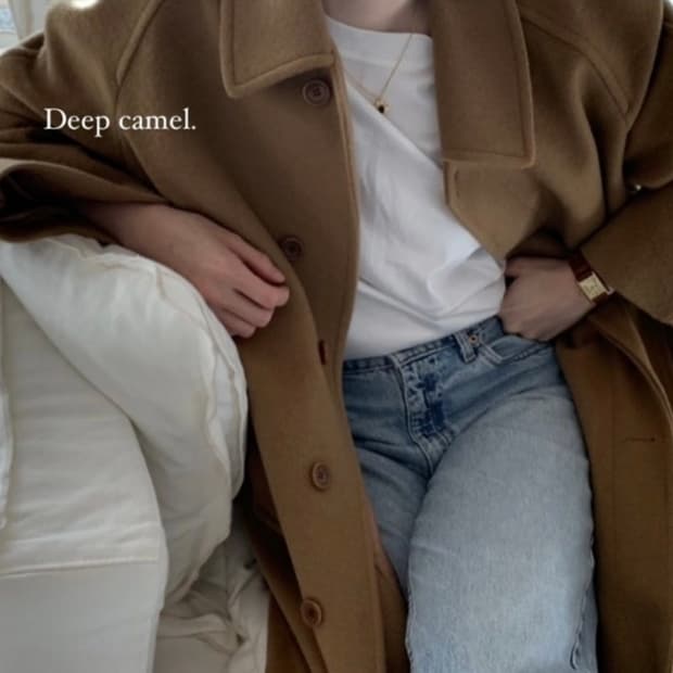 리본빛 구 모네마켓 카멜 코트