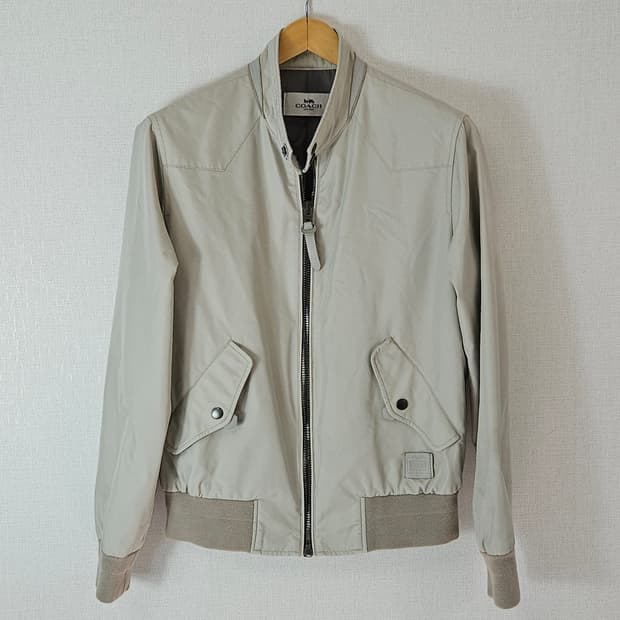 코치 옴므 해링턴 가죽패치 봄버자켓 블루종 바라쿠타 M 일본판 정품