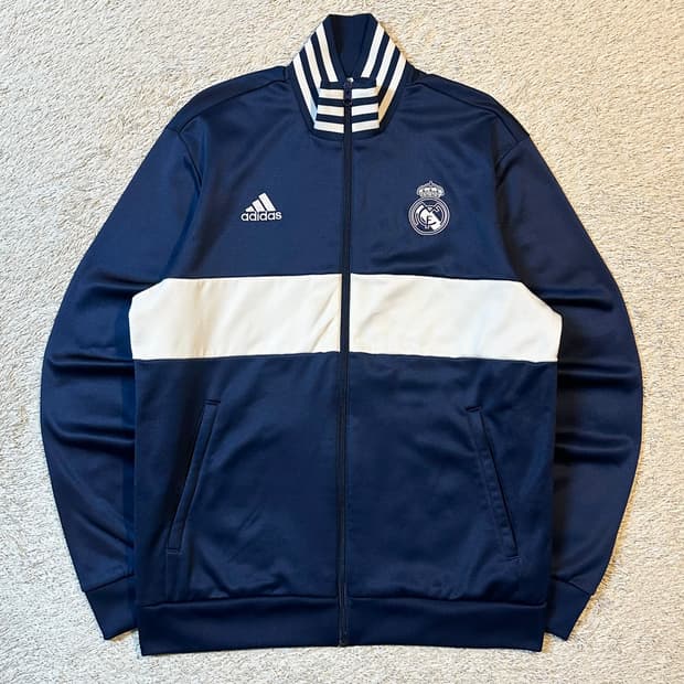 대장급) 아디다스 레알 마드리드 배색 트랙탑 져지 네이비 화이트
