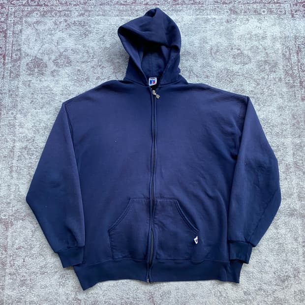 (XXL) 90s 빈티지 러셀 후드집업 네이비 USA