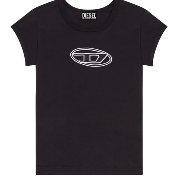 디젤 T-안지 피카부 로고 티셔츠 블랙 XS