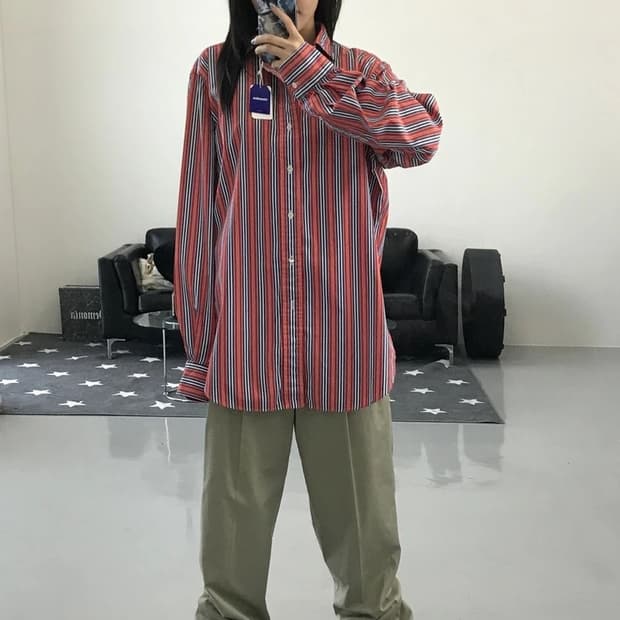 폴로랄프로렌 레드 스트라이프 셔츠