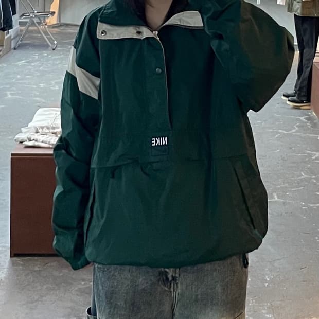 나이키 90s 올드스쿨 그린우븐 아노락 바람막이 H1515