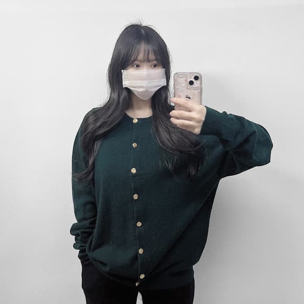 버버리 Burberry 아카이브 금장 버튼 라운드 가디건 그린