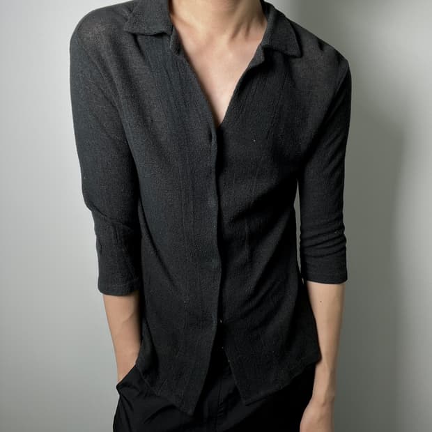 Y's 요지야마모토 린넨 저지 카라 가디건 