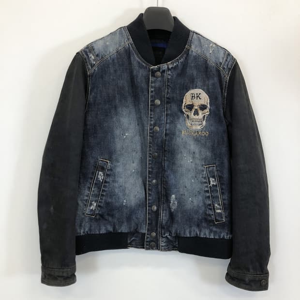 버커루 스컬 봄버 엠브로이드 바시티점퍼 L