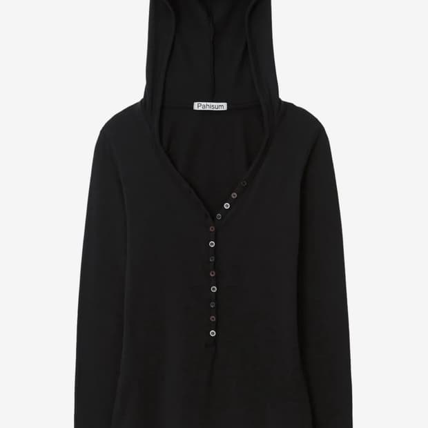 파히섬 버튼 티셔츠 - 블랙