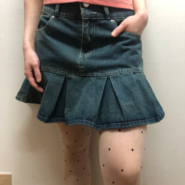 빈티지 데님 플리츠 스커트