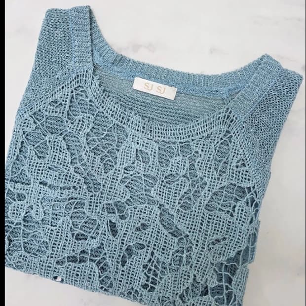 한섬 SJ SJ 레이스 니트 티셔츠 반팔 ~66