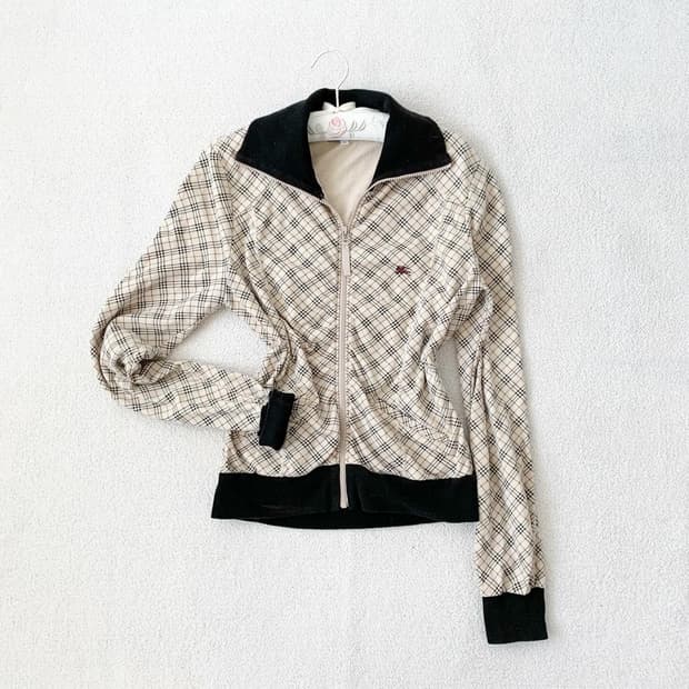 버버리 베이지 노바체크 셔링 집업