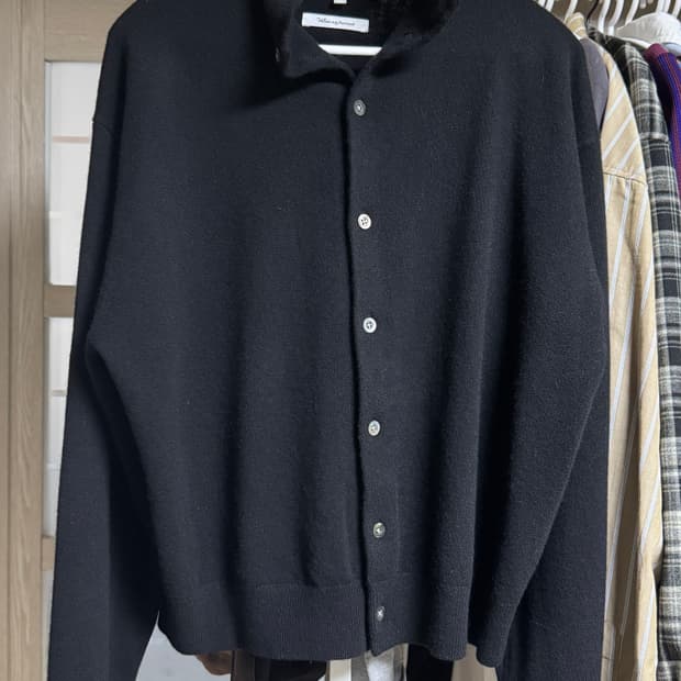 4) cashmere stand collar cardigan black 