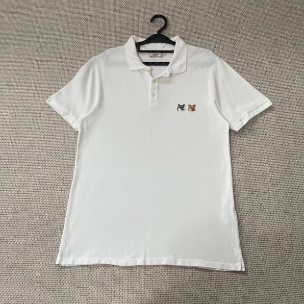 L 메종키츠네 화이트 반팔 카라티 N.8185