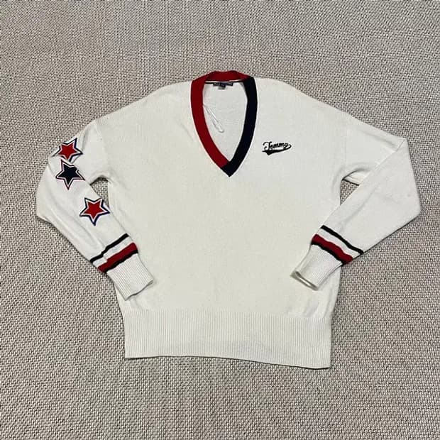 L 타미힐피거 여성 브이넥 니트 스웨터 N.6022