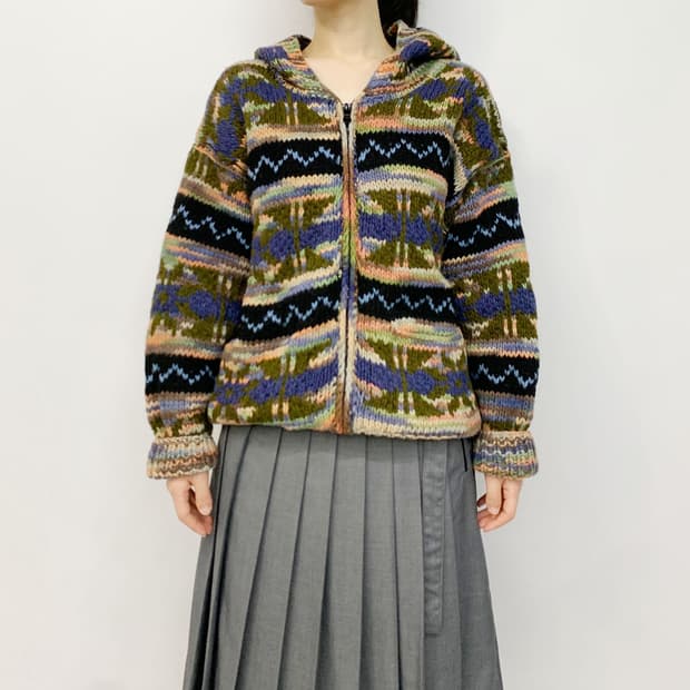 ARTESANIA hand made in ecuador 니트 후드집업
