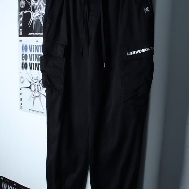 (L-XL) 라이프워크 트레이닝복 바지 카고 조거 블랙 스트릿-P9752